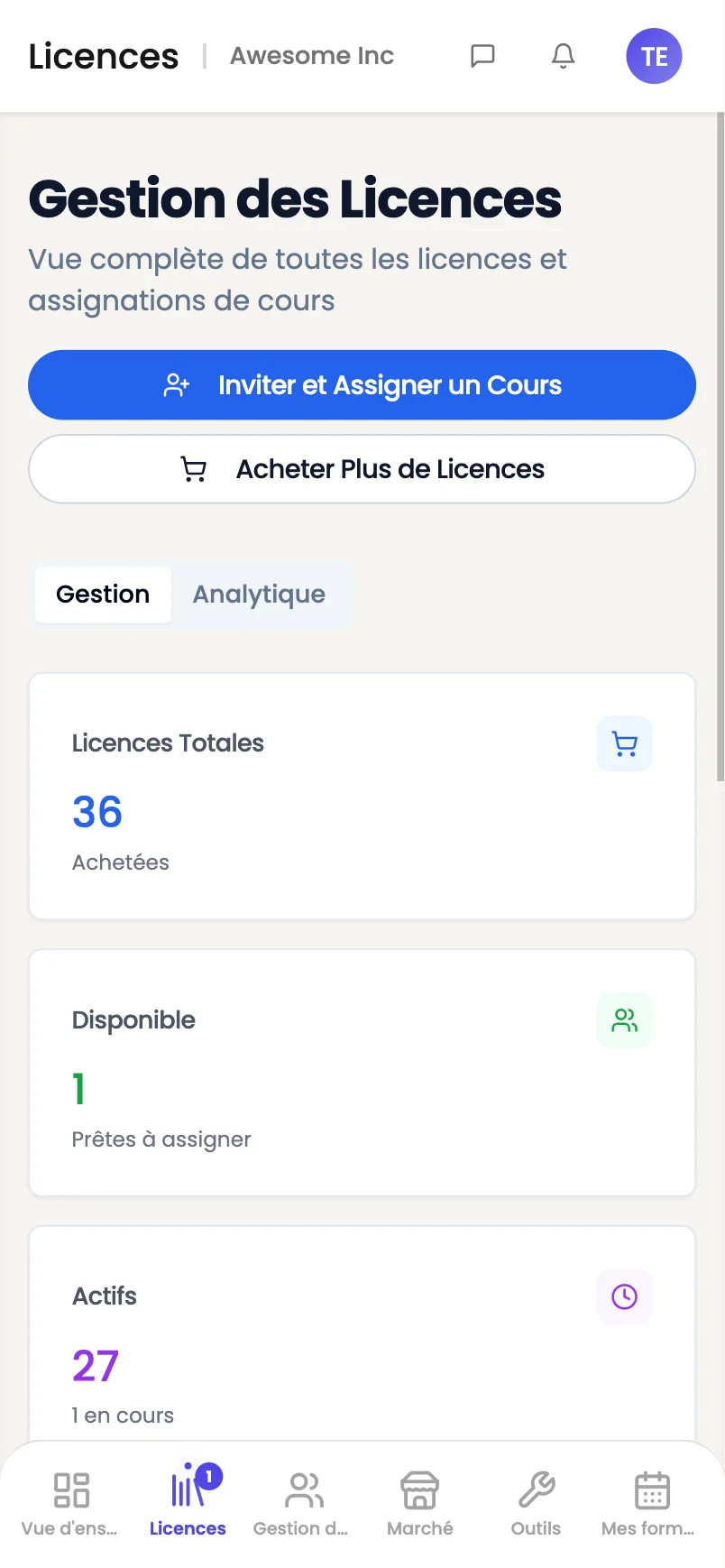 Certigo admin dashboard on mobile